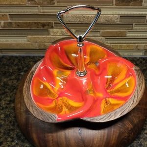 Vintage 3 section candy  dish sequoia pottery